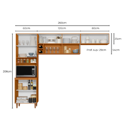 Cozinha Compacta Sicilia 260cm Detalhe Ripado - Freijó Uv/off Acetinado/ripado Frisado Poliman - 4