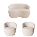 Ver imagem 2 de Kit Namoradeira + 2 Poltronas Decorativa Beatriz Orgânica Bouclé Marfim