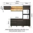 Ver imagem 4 de Armário de Cozinha Completa 260cm Preto/Rustic Reims Madesa 01