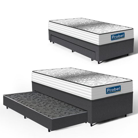 Cama Box com Colchão de Molas Ensacadas Double Face Essence Probel + Auxiliar de Espuma Unique