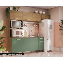 Kit de Cozinha Compacta a L780a Nogueira/verde Oliva - Kappesberg - 1 Kit de Cozinha Compacta a L780a Nogueira/verde Oliva - Kappesberg - 1