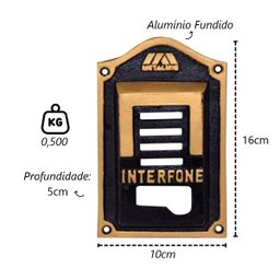 Protetor Interfone Imperial Alumínio Fundido Ouro 5x10x16cm - 2