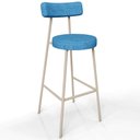 Ver imagem 3 de Kit 05 Banquetas Alta Bar Cozinha Sala de Jantar Aço Milão Arena L02 Linho Azul - Lyam Decor