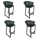 Ver imagem 1 de Kit 4 Banquetas Reis em Corda Náutica e Base em Alumínio Preta para Área Gourmet Verde Musgo