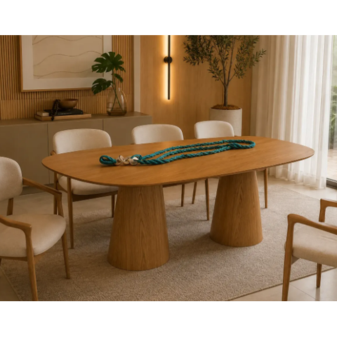 Mesa de Jantar Orgânica Essenza Duo Cone 120x80cm em MDF Freijó