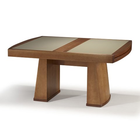 Mesa de Jantar Extensível Isabela 1,62/2,22m e 2,00/2,78m Mmj-nc Nc-amendoa/vidro Fendi 2,00m Abre 2