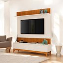 Ver imagem 3 de Painel Tv Sala Moderno para 75 Polegadas Ripado Antalya Mdf