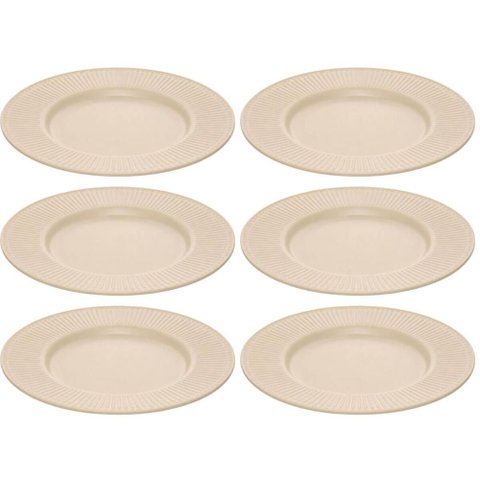 Jogo 6 Pratos para Sobremesa 20cm Bege Melamina Aveline Mesa Posta Servir Padaria