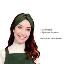 Avental e Faixa de Cabelo Verde Escuro Chef Cozinha Bistro - 3
