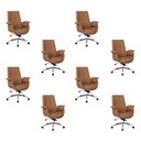 Ver imagem 1 de Kit com 8 Cadeiras Office Diretor com Revestimento em Couro e Base em Aço Cromado Valencia Caramelo