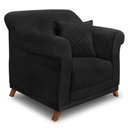 Ver mais imagens de Kit 2 Poltronas E Sofá 2 Lugares 1,80m Preto Pés Castanho