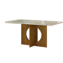 Ver imagem 1 de Mesa para 06 Cadeiras Tampo Vidro/MDF 160cm Lorena Leifer Moveis Freijó/Off White, Copo com vidro