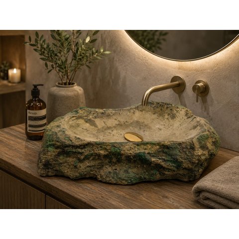 Cuba para Banheiro de Sobrepor ou Apoio Rustica Estilo Pedra