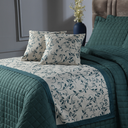 Ver imagem 2 de Decoração Quarto Elegante Cobre Leito + Peseira + Capa de Almofada Cama King 06 Peças.:verde