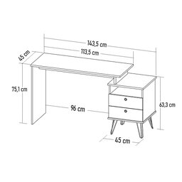 Mesa Escrivaninha Estilo Industrial Flex Lux A06 Olmo/grafito - Mpozenato - 4