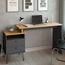 Ver imagem 2 de Mesa Escrivaninha Estilo Industrial Flex Lux A06 Olmo/grafito - Mpozenato