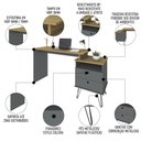 Ver imagem 3 de Mesa Escrivaninha Estilo Industrial Flex Lux A06 Olmo/grafito - Mpozenato