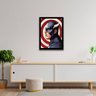 Quadro Desenho Capitão América 33x24cm - com Vidro:madeira Preta - 2