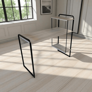 Mesa Estante Home Office 2 Prateleiras Realme 110cm Amantea/preto