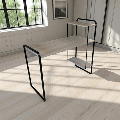 Mesa Estante Home Office 2 Prateleiras Realme 110cm Amantea/preto