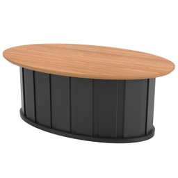 Mesa de Centro Curvada Para Sala 80 cm Dalla Costa 100% MDF: Freijó com Preto Fosco - 2