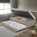 Ver imagem 3 de Bicama Box Baú 88x188 corino Linho  com Colchão de Espuma Ecoline D20 Ecoflex