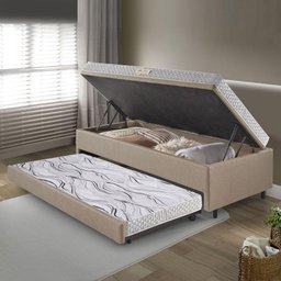 Bicama Box Baú 88x188 corino Linho  com Colchão de Espuma Ecoline D20 Ecoflex - 3