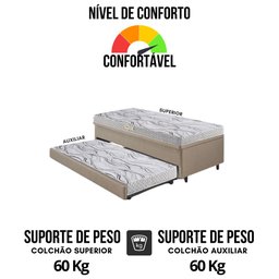 Bicama Box Baú 88x188 corino Linho  com Colchão de Espuma Ecoline D20 Ecoflex - 7
