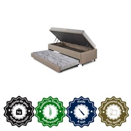 Bicama Box Baú 88x188 corino Linho  com Colchão de Espuma Ecoline D20 Ecoflex - 6