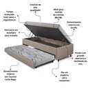 Ver imagem 5 de Bicama Box Baú 88x188 corino Linho com Colchão de Espuma Ecoline D20 Ecoflex