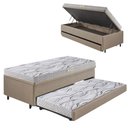 Ver imagem 1 de Bicama Box Baú 88x188 corino Linho  com Colchão de Espuma Ecoline D20 Ecoflex