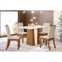 Ver imagem 1 de Conjunto: Mesa Sala Jantar Orus Tampo Madeirado C/ Vidro 120x80cm e 4 Cadeiras Isa Nature/linho -