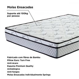 Colchão Viúva Prorelax Mola Ensacada Pro Soft 128cm x 188cm x 24cm Pillow Euro Cinza  - 3