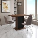 Ver imagem 1 de Mesa Jantar Londres Tampo Amêndoa 120cm Base Preta 4 Cadeiras Ferro Branco Estofado Nude Médio
