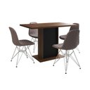 Ver imagem 6 de Mesa Jantar Londres Tampo Amêndoa 120cm Base Preta 4 Cadeiras Ferro Branco Estofado Nude Médio