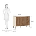 Ver imagem 3 de Balcão de Pia sem Tampo para Cozinha 120cm 2 Portas de Abrir, 3 Gavetas Sofia Luciane Móveis