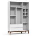 Ver imagem 3 de Cômoda com Porta e Guarda Roupa Nature Clean 3 Portas Branco Acetinado Eco Wood - Matic