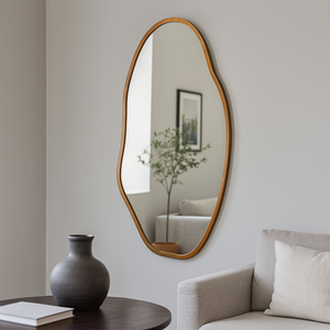 Espelho Orgânico Grande com Moldura Metal Decorativo 90x60cm Luxo