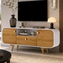 Ver imagem 4 de Rack para Sala de Estar TV 55 pol Orgânico 156cm 2 Portas 1 Gaveta Picasso B02 Off White Naturalle