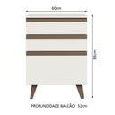 Ver imagem 3 de Balcão Armário de Cozinha 60 cm 3 Gavetas Branco Reims Madesa