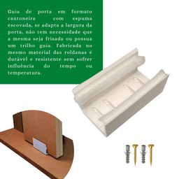 Kit Trilho Correr 2,00m 35x35 Alumínio Branco p/ Duas Portas de 50cm - RDA-4 - 6