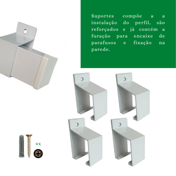 Kit Trilho Correr 2,00m 35x35 Alumínio Branco p/ Duas Portas de 50cm - RDA-4 - 3