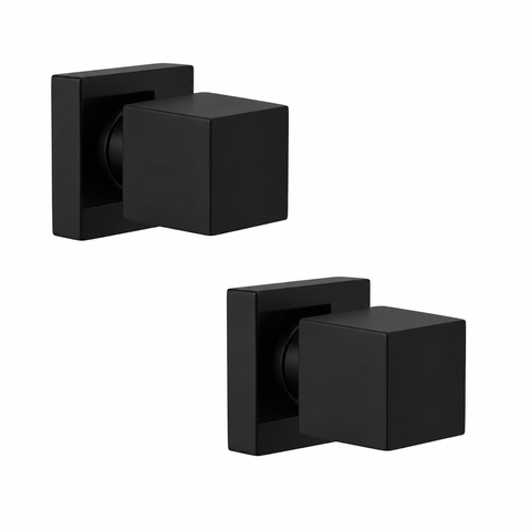 Kit Acabamento para Registro Base Deca Quadrado de 1/2 ou 3/4 com 2 Unidades Preto Fosco