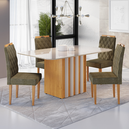 Mesa Ancora Candian 1,20 m x 0,80 m Tampo Com Vidro Canto Copo Cinamomo e Off - 2