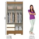 Ver imagem 4 de Guarda Roupa Solteiro Layla Lux 4 Portas de Bater 2 Gavetas Cinamomo-Off White Casa 812