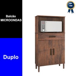 Balcão Armário Organizador Microondas e Forno Duplo Café - 3