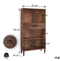 Balcão Armário Organizador Microondas e Forno Duplo Café - 4