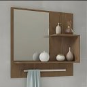 Ver imagem 3 de Kit Gabinete de Banheiro 60cm com Cuba Mármore e Espelheira:amendoa/off White