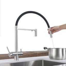 Torneira Flexível com Suporte para Filtro Monocomando Misturador para Cozinha Bancada - 1