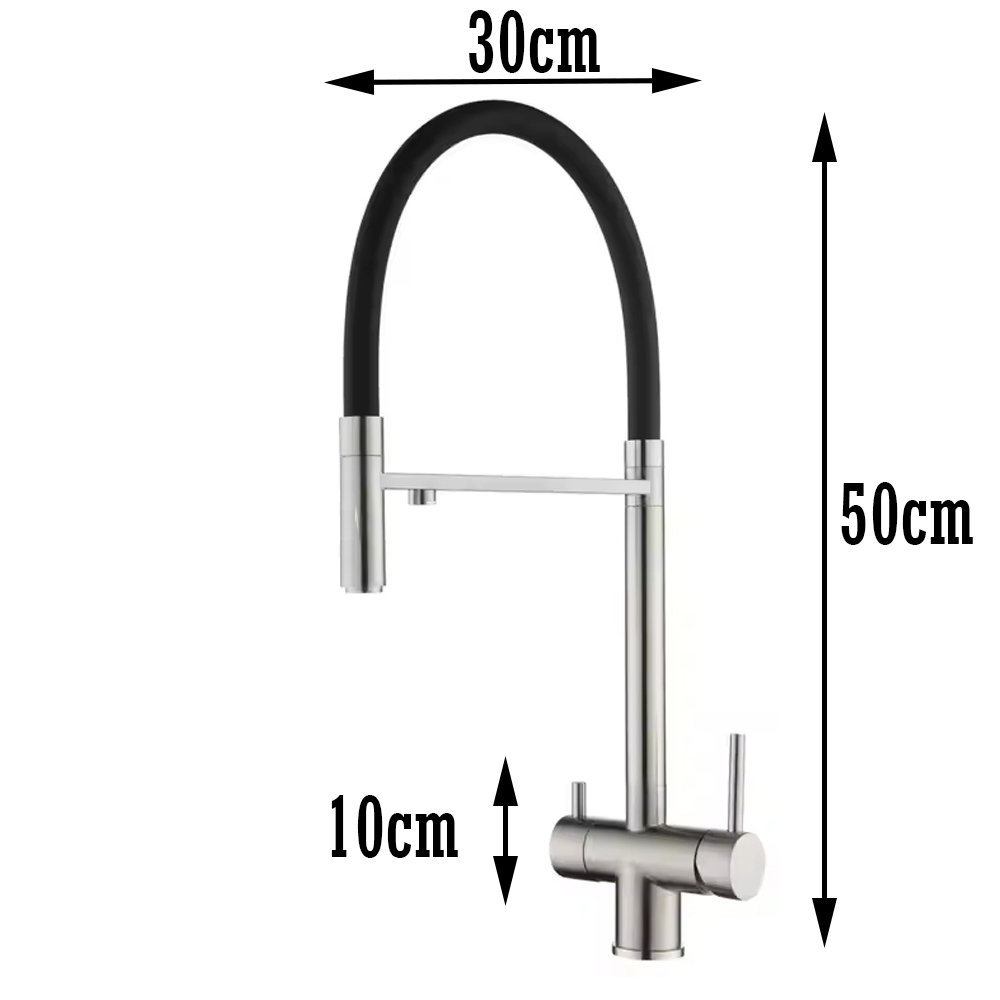 Torneira Flexível com Suporte para Filtro Monocomando Misturador para Cozinha Bancada - 6